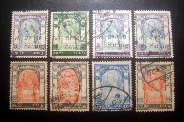 ((--รวม ร.5--)) s2726-แสตมป์รัชกาลที่ 5 วัดแจ้ง ปี 2448 + วัดแจ้งแก้สตางค์ ปี 2452 จำนวน 8 ดวง ใช้แล้ว ราคาเบา น่าสะสมครับ