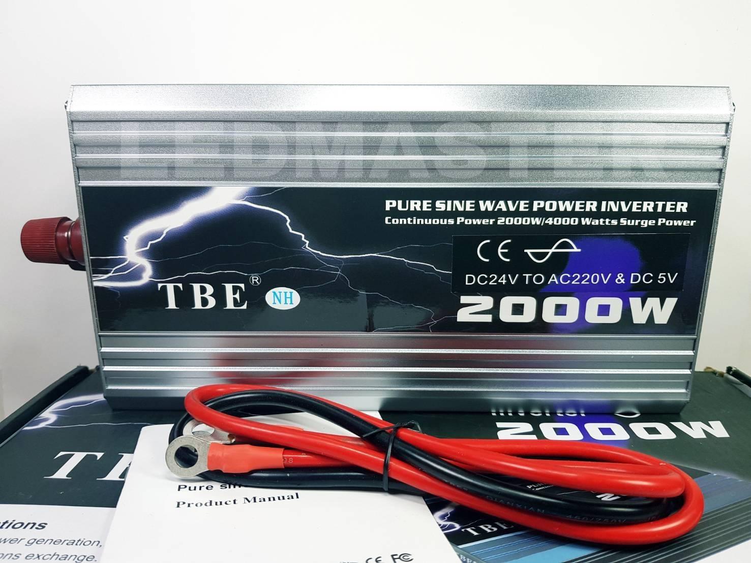 [ เเท้ 100% ] TBE pure sine wave power inverter 24V 2000W เครื่องแปลงไฟรถเป็นไฟบ้าน คลื่นกระเเสไฟนิ่ง (DC 24 V TO AC 220V) อินเวอร์เตอร์หรือหม้อแปลงไฟ ใช้สำหรับเเปลงไฟแบตเป็นไฟบ้าน คอมพิวเตอร์ เครื่องใช้ไฟฟ้าในบ้าน ชุดแห่เครื่องเสียง จำนวน 1 เครื่อง