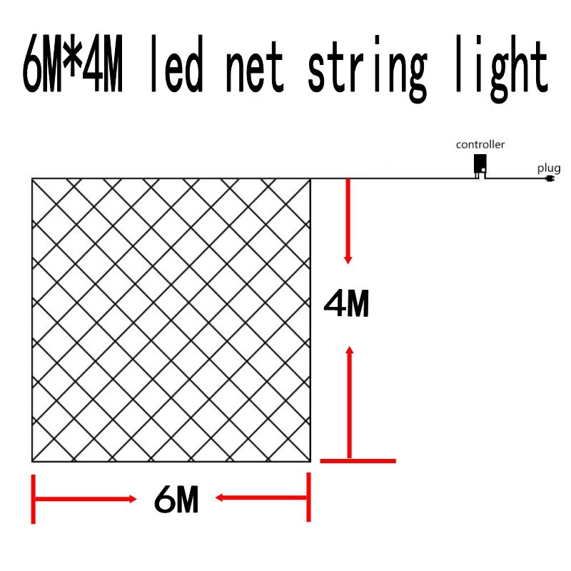 6x4 เมตร ไฟตาข่าย led net light ขนาดใหญ่ ไฟปีใหม่ เเสงวอร์มไวท์(warmwhite) เเบบไฟกระพริบ/ไฟนิ่ง ปรับได้ 8 โหมด ไฟประดับปีใหม่ ไฟหยดน้ำ ไฟคริสมาส