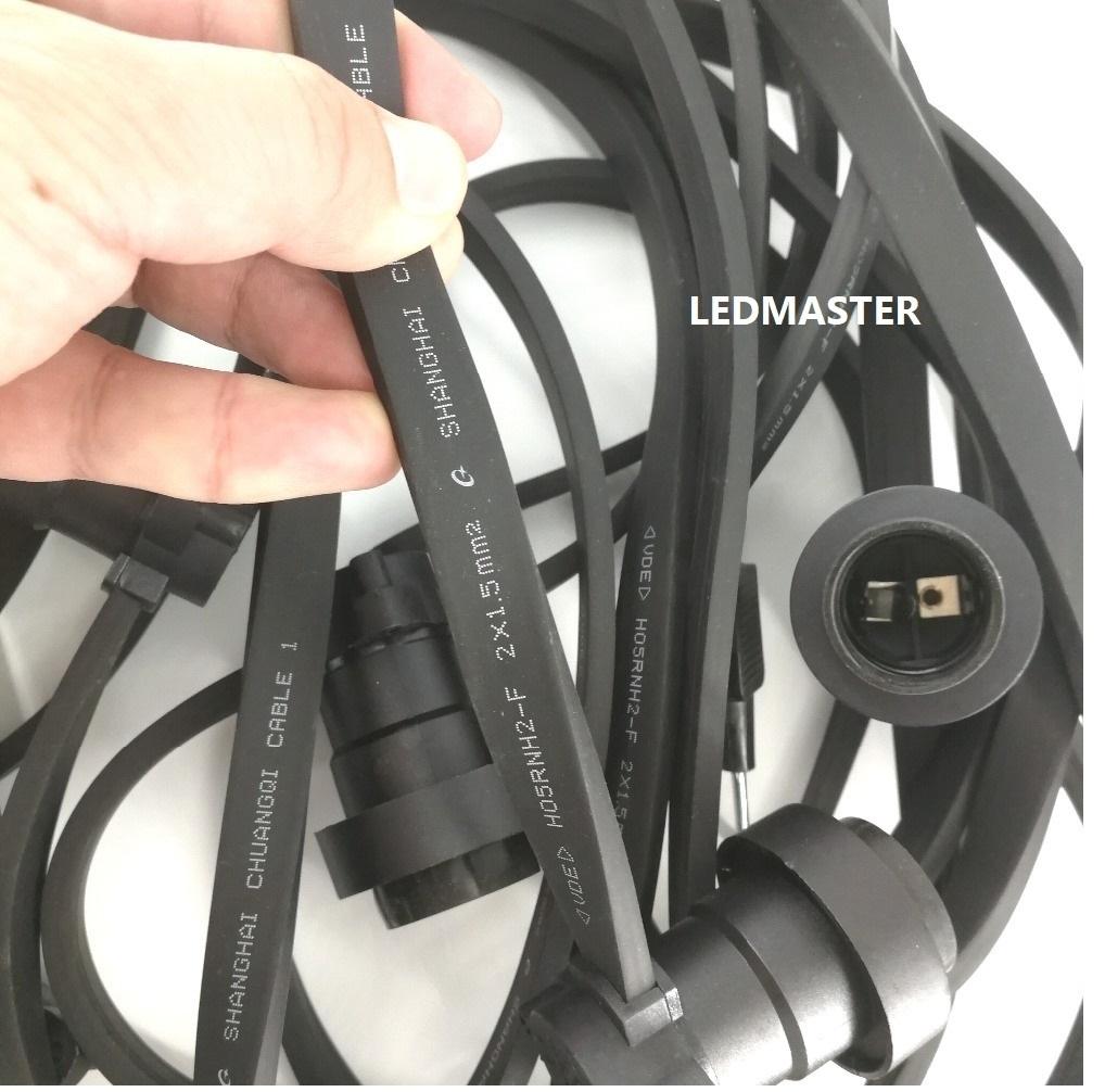 สายเเพรชุดหลอดไฟปิงปอง ยาว 10 เมตร/20 เมตร/50 เมตร/100 เมตร เกรดAAA งานมอก. ขั้ว E27 สายหนาสีดำกันน้ำ ใช้งานสะดวก สำหรับไฟประดับตกเเต่งสวน ไฟตกเเต่งปีใหม่ ไฟคริสมาส งานเเต่ง ร้านอาหาร เทศกาลต่างๆ ลอยกระทง (เฉพาะสายไฟเเพร) - ฟรี ปลั๊กตัวผู้ ตัวเมีย กันน้ำ