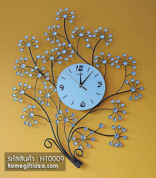 นาฬิกาแต่งบ้านรูปช่อดอกไม้พลอย ของขวัญขึ้นบ้านใหม่สวยๆ