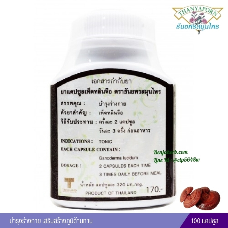 เห็ดหลินจือ 100 แคปซูล ธันยพร