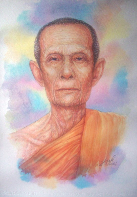 หลวงปู่โต๊ะ วัดประดู่ฉิมพลี กรุงเทพฯ ภาพวาดสีน้ำ บนกระดาษ Canson 320 แกรม ขนาด A3 งานวาดต้นฉบับ ไม่ใช่ภาพพิมพ์หรือโปสเตอร์ครับ