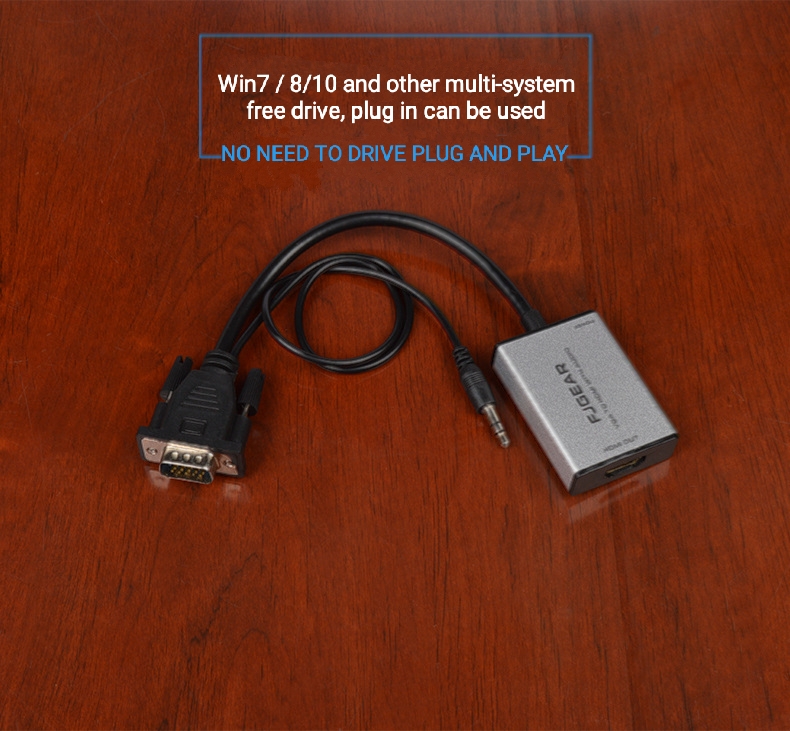 FJGEAR FJ-VH002 VGA to HDMI Connector With Audio USB