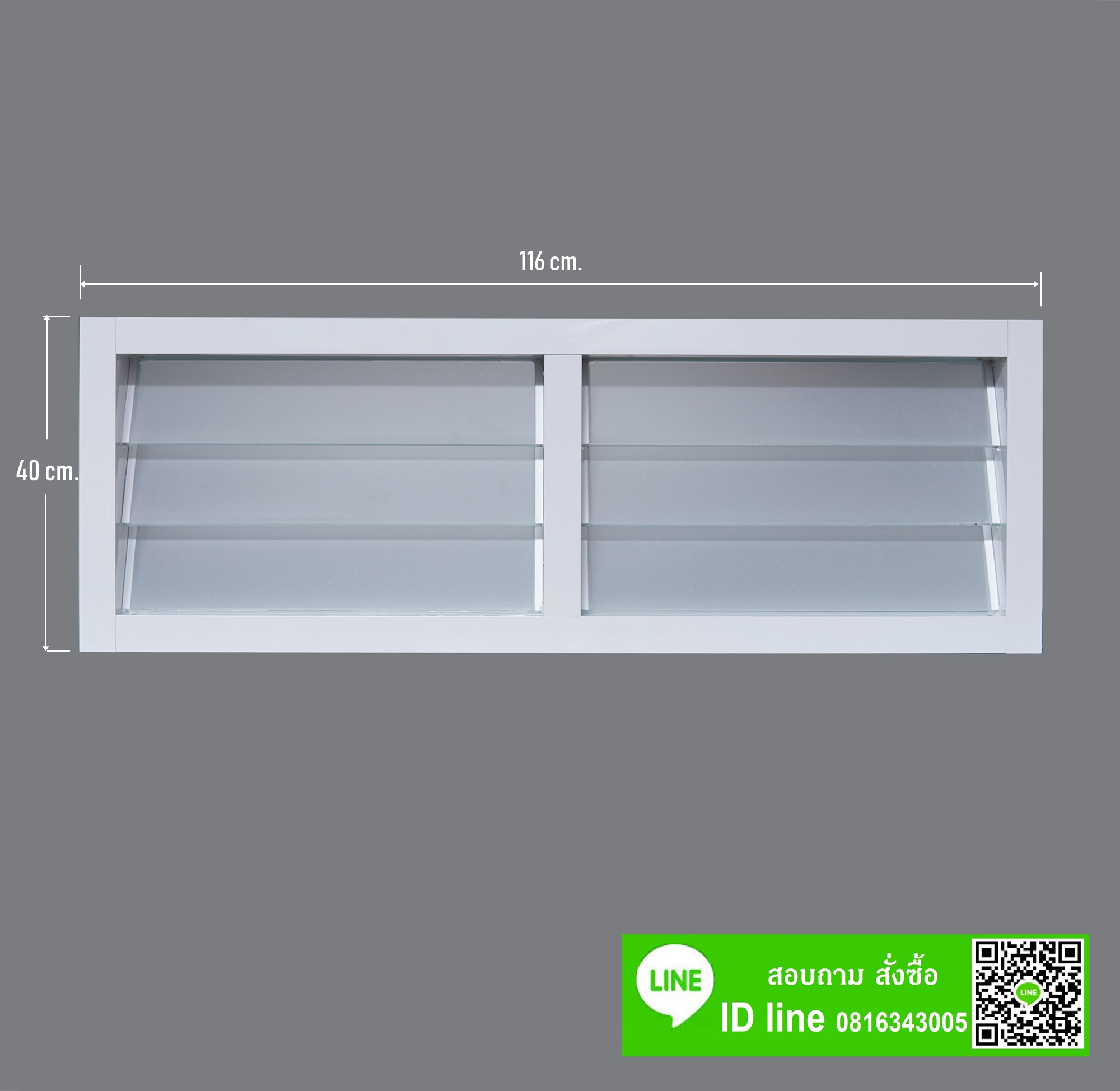 หน้าต่างบานเกล็ดคู่116x 40 สีอบขาว ชุดสำเร็จ (พร้อมมุ้ง)