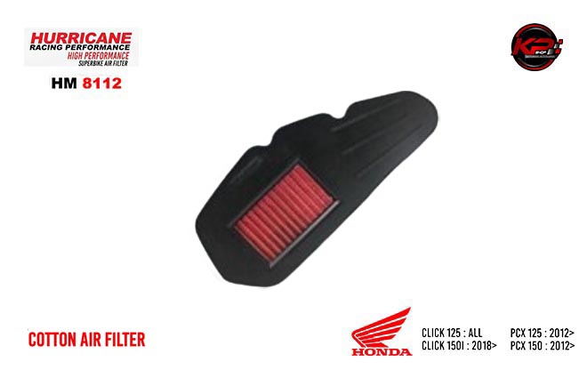 กรองอากาศ HURRICANE FOR HONDA CLICK125/CLICK150i /PCX125 /PCX150 (COTTON) HM8112
