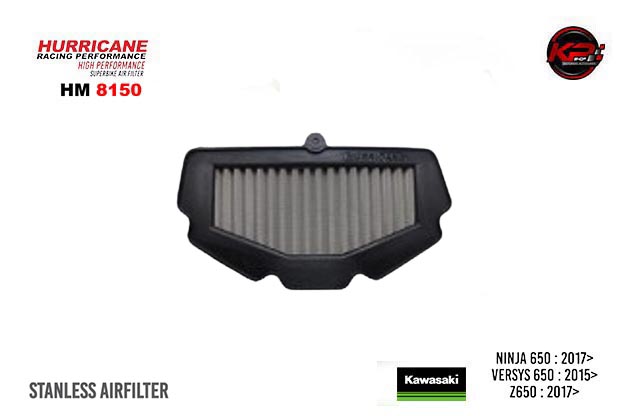 กรองอากาศ HURRICANE FOR KAWAZAKI VERSYS650 / NINJA650 / Z650 (STANLESS) HM8150
