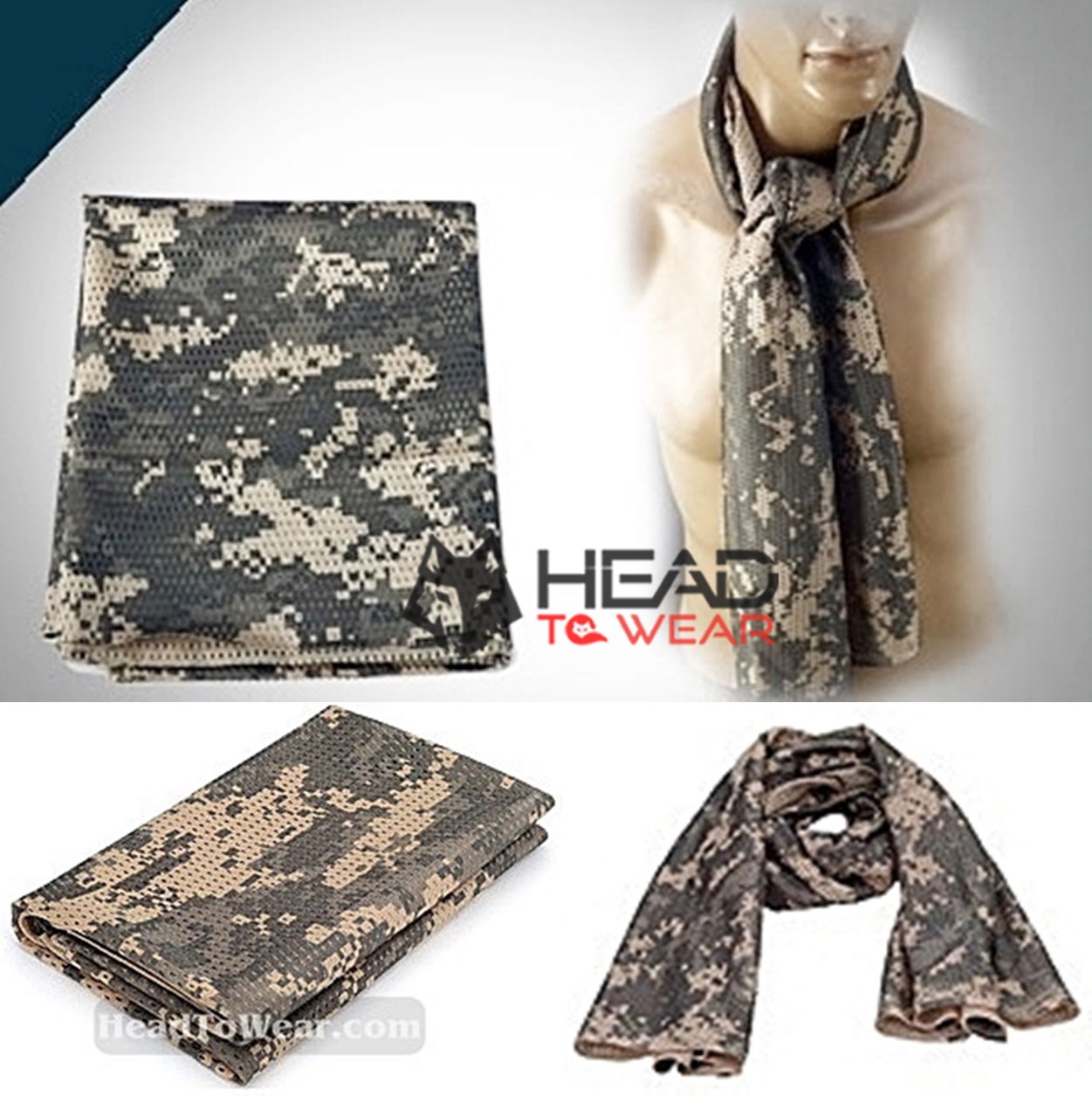 ผ้าพันคอทหาร Military Scarf : Digital Gray รหัส SC001