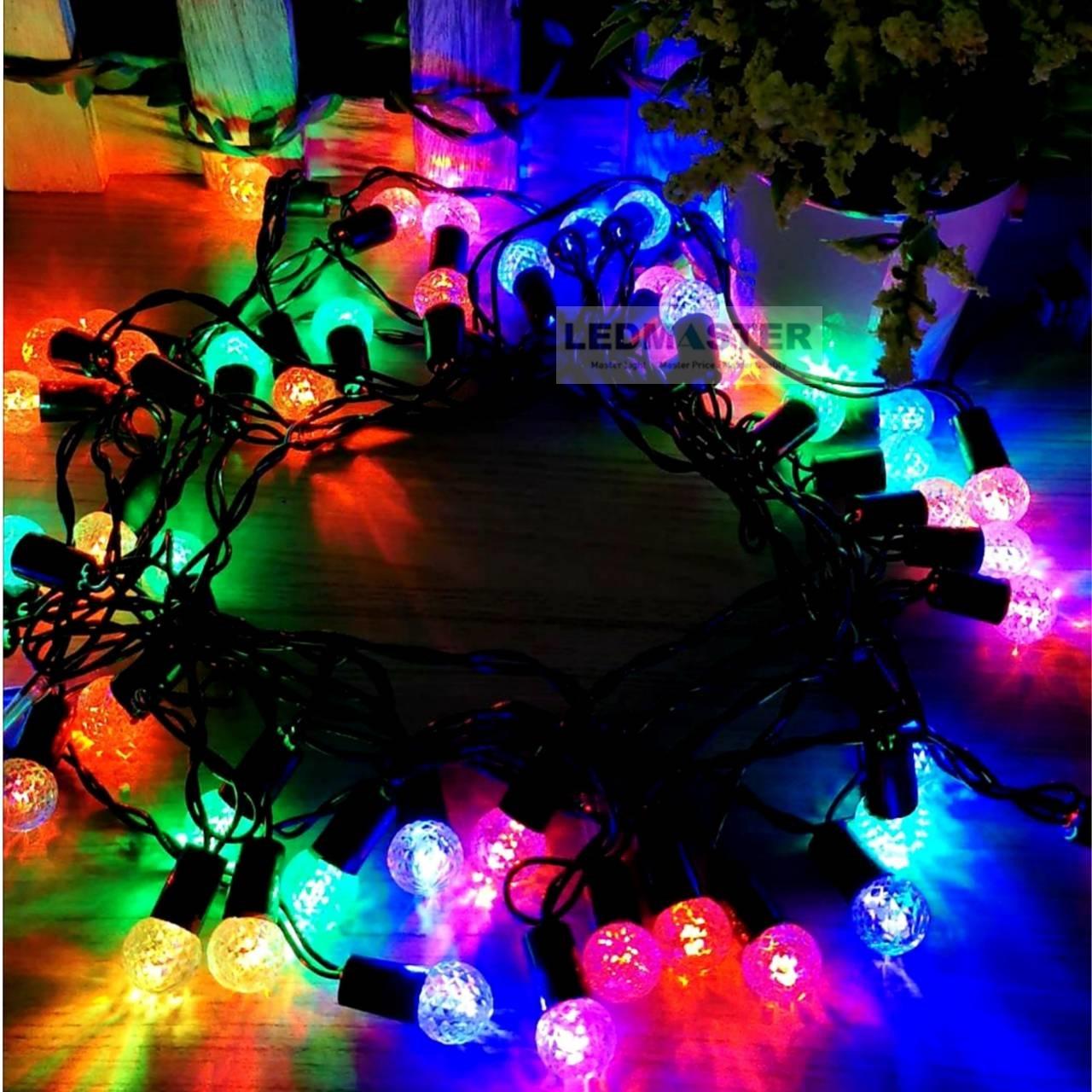 ไฟประดับตกเเต่งปีใหม่ ไฟเส้น led ทรงกลม ขาวใส เเสงรวม RGB เเบบไฟกระพริบสลับสี จำนวน 50 หัว สายไฟสีขาวใส ใช้สำหรับเป็นไฟเเฟนซีประดับอาคาร สถานที่ ตกเเต่งสวน งานปีใหม่ งานลอยกระทง ไฟประดับห้อง ไฟตกเเต่ง led ไฟเส้น ไฟปีใหม่ ไฟคริสมาส