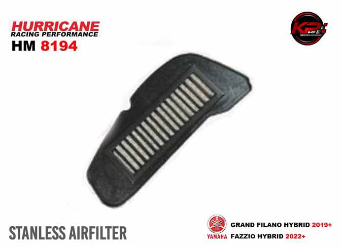 กรองอากาศ HURRICANE FOR YAMAHA GRAND FILANO HYBRID / FAZZIO HYBRID (STANLESS) HM8194