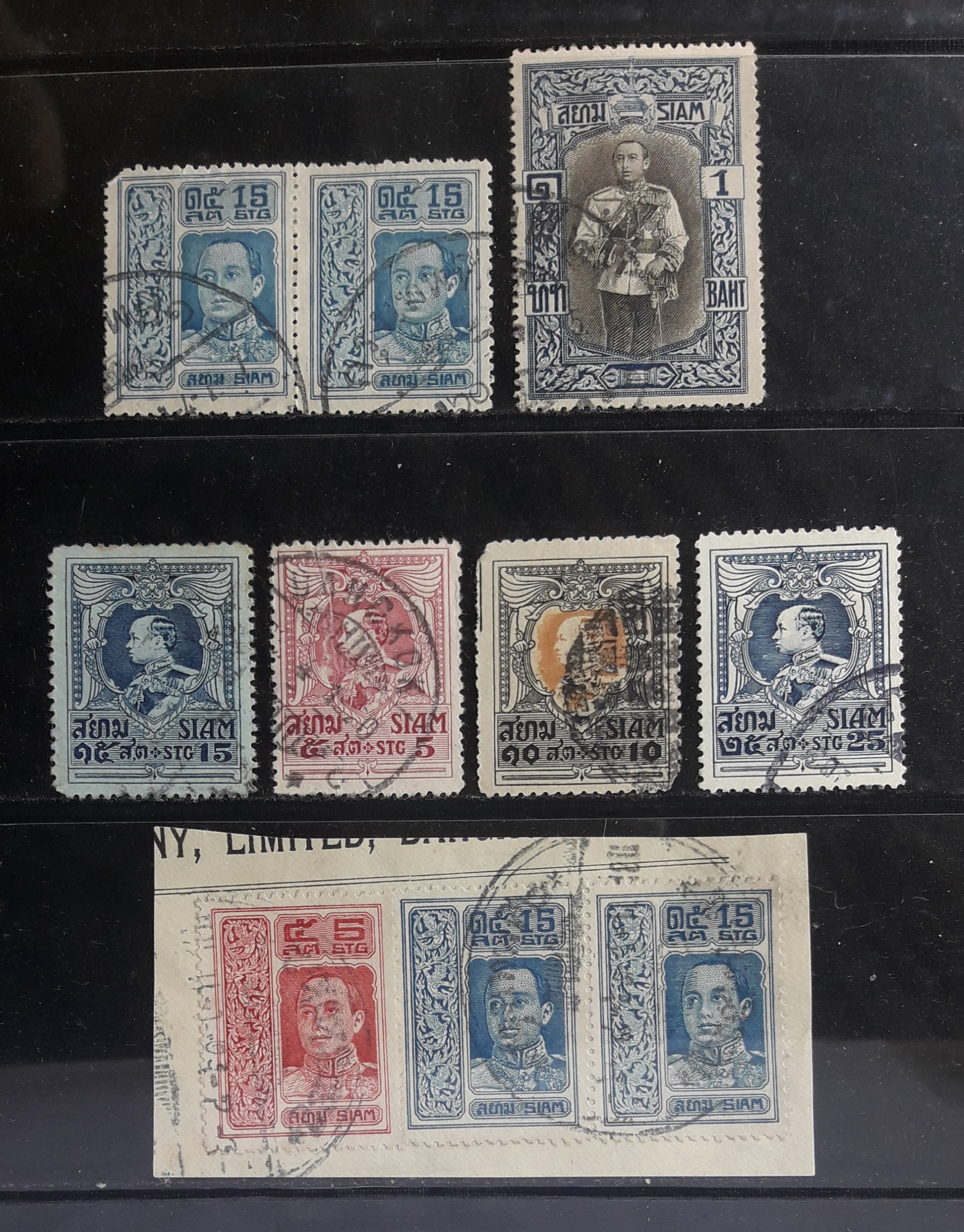 s3307-แสตมป์รัชกาลที่ 6 ลอนดอน ปี 2459 จำนวน 6 ดวง มีพิมพ์ยืน หายาก + ปีกครุฑ ปี 2462 จำนวน 4 ดวง ใช้แล้ว ราคาเบา น่าสะสมครับ