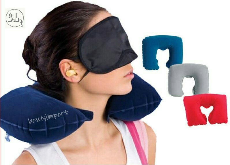 หมอนรองคอเป่าลม เนื้อผ้ากำมะหยี่ พร้อมสกรีนโลโก้