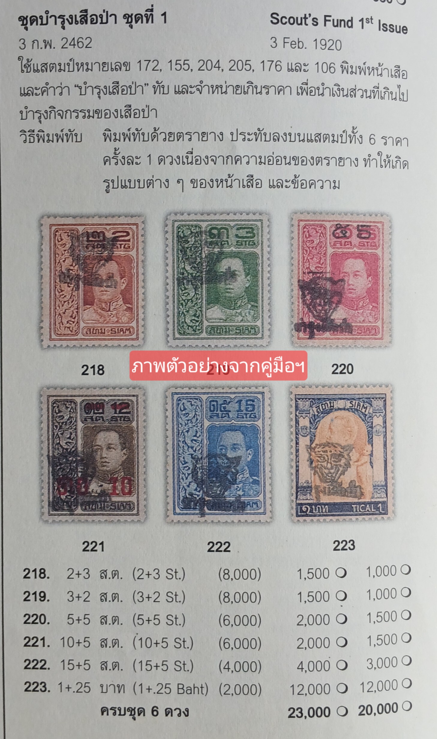 แสตมป์ ร.6 บำรุงเสือป่า ชุดแรก ปี 2462 ดวง 5+5 ส.ต.,10+5 ส.ต.ยังไม่ใช้ มีกาว
