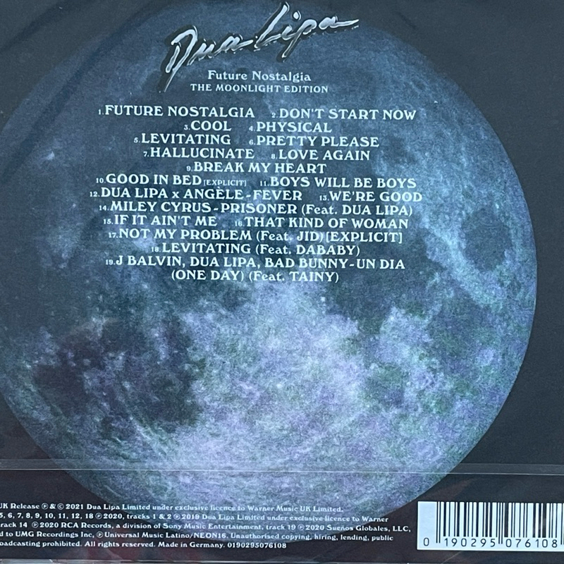 ซีดีเพลง CD Dua Lipa – Future Nostalgia (The Moonlight Edition) แผ่นแท้ ซีล กล่องแตก ทางร้านมีกล่องเปลี่ยนให้
