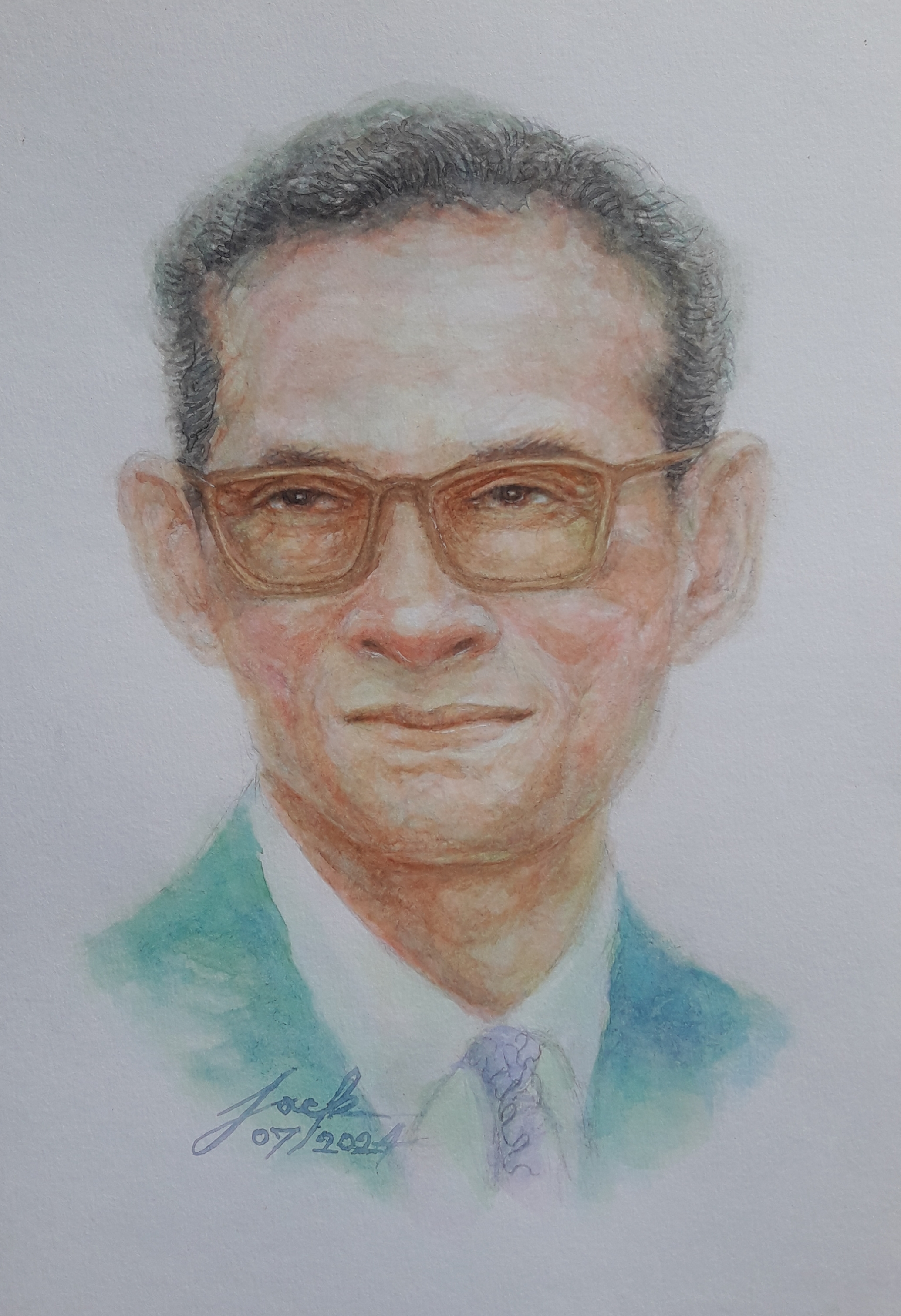 ภาพวาดในหลวง รัชกาลที่ 9 ภาพวาดสีน้ำ บนกระดาษ Canson 320 แกรม ขนาด [A4] 21 cm. x 29.7 cm.งานวาด ไม่ใช่ภาพพิมพ์หรือโปสเตอร์ครับ