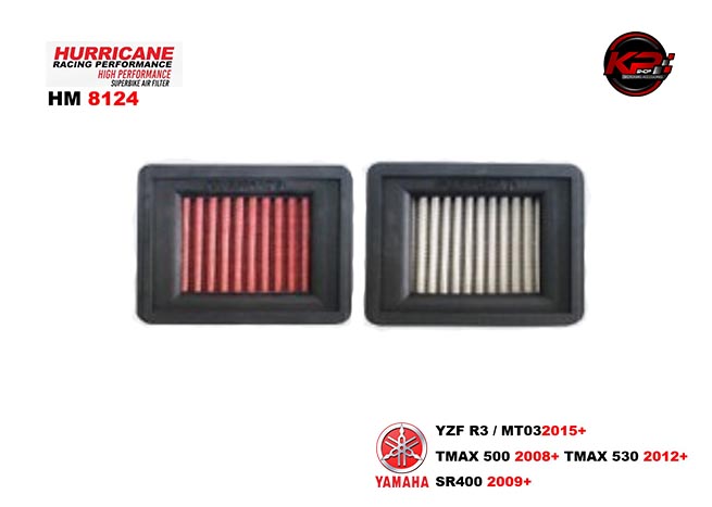 กรองอากาศ HURRICANE FOR YAMAHA R3/MT03 TMAX500/530 SR400 (COTTON) HM8124