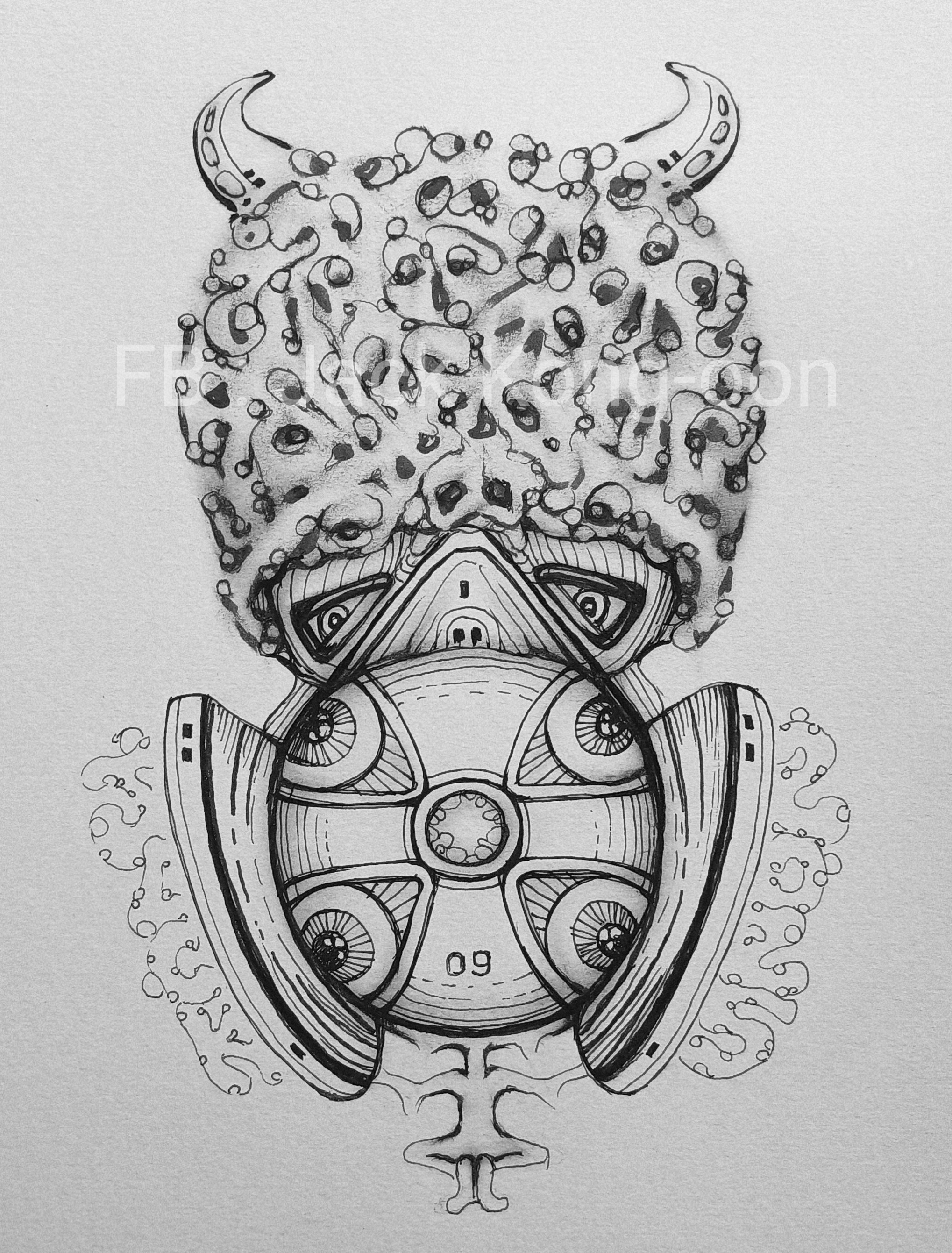 Surreal Portrait 39วาดเส้นปากกา หมึกดำ กระดาษร้อยปอนด์ (200 แกรม) ขนาด 21×29.7 cm. A4