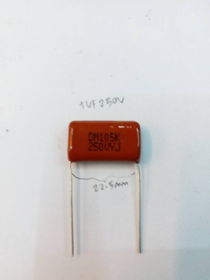 C1UF250VDCCไมล่าร์capacitormylarคาปาซิสเตอร์คอนเน็นเซอร์ระยะขาห่าง22.5มม.ระยะขากว้าง22.5mmรุ่น105K250Vราคาตัวล่ะ