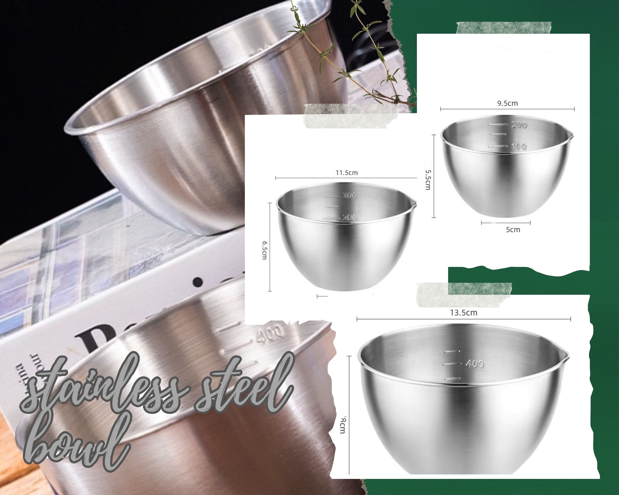 ชามสแตนเลส ชามผสม ชามผสมสแตนเลส (เซ็ท3ชิ้น)