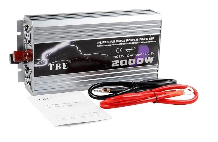 TBE อินเวอร์เตอร์ inverter pure sine wave power inverter 12V 2000W เครื่องแปลงไฟรถยนต์ 12V เป็นไฟบ้าน 220V ใช้สำหรับเครื่องมือช่าง รถเเห่เครื่องเสียง สว่าน