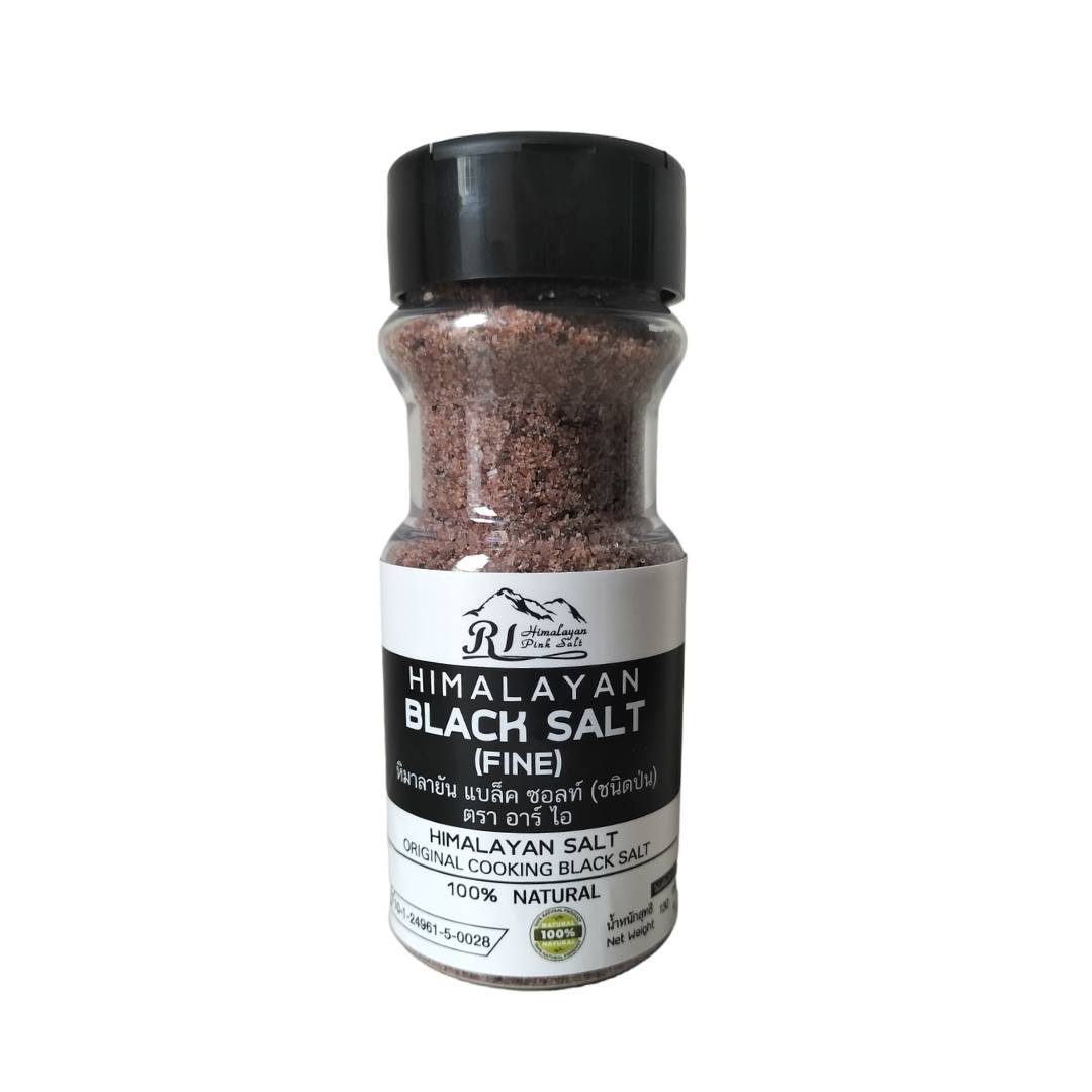 เกลือดำ อาร์ไอ หิมาลายัน แบล็ค ซอลท์ (ชนิดป่น )/ R I HIMALAYAN BLACK SALT ขนาด 130 กรัม เกลือดำหิมาลายันแท้ เกลือดำสำหรับบริโภค ก่าลานามัค