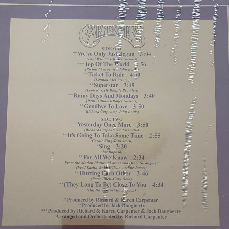 แผ่นเสียง Carpenters – The Singles 1969-1973 Vinyl, LP, US,Compilation 180 Gram มือหนึ่ง ซีล*ปกบนปริ