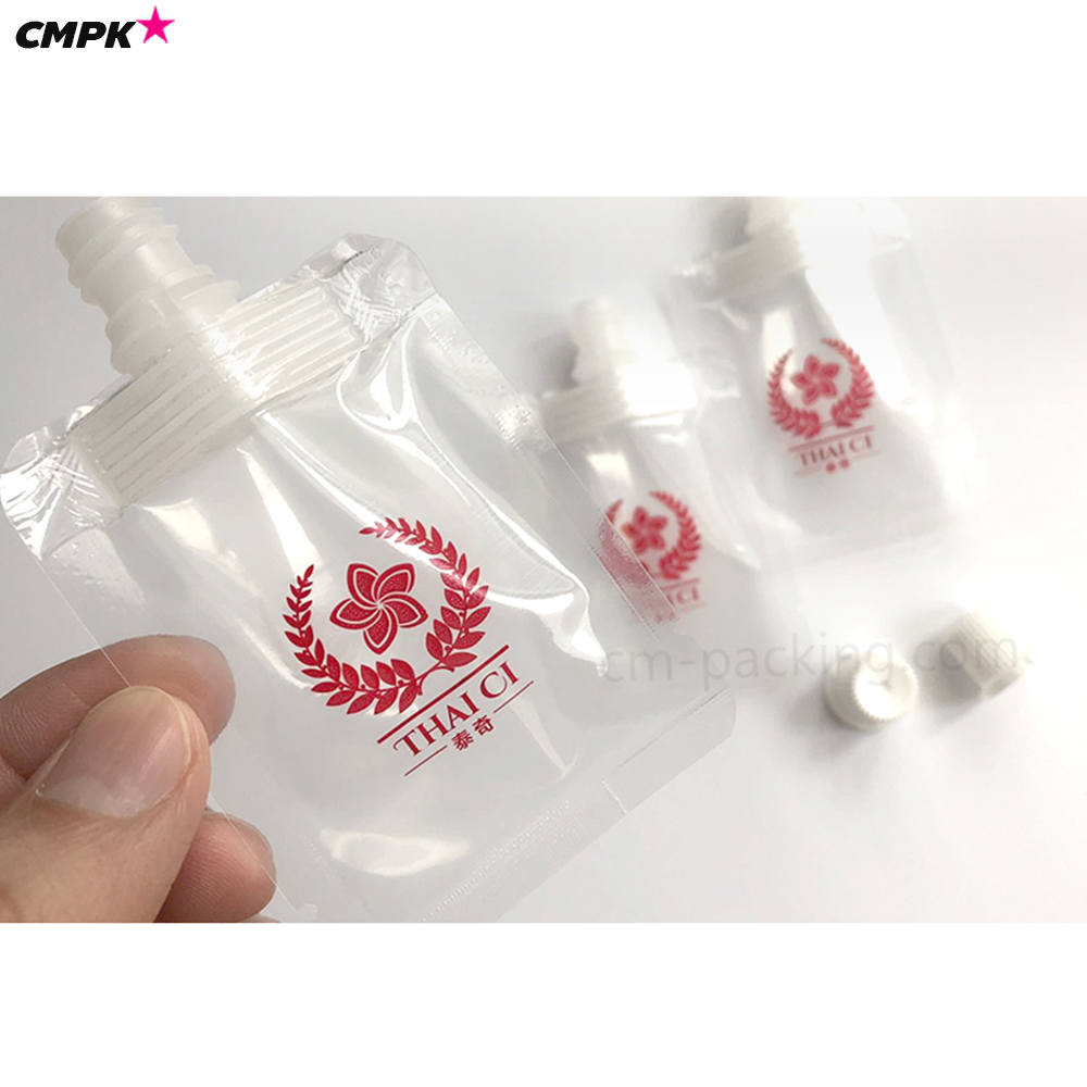 (100ใบ) ถุงจุกฝาเกลียว+ฝา ถุงน้ำจิ้ม ถุงใส่ของเหลว ซอส น้ำหวาน น้ำสลัด ใสล้วน ฝา 0.96 ซม. ทนร้อน Hot Filling ได้