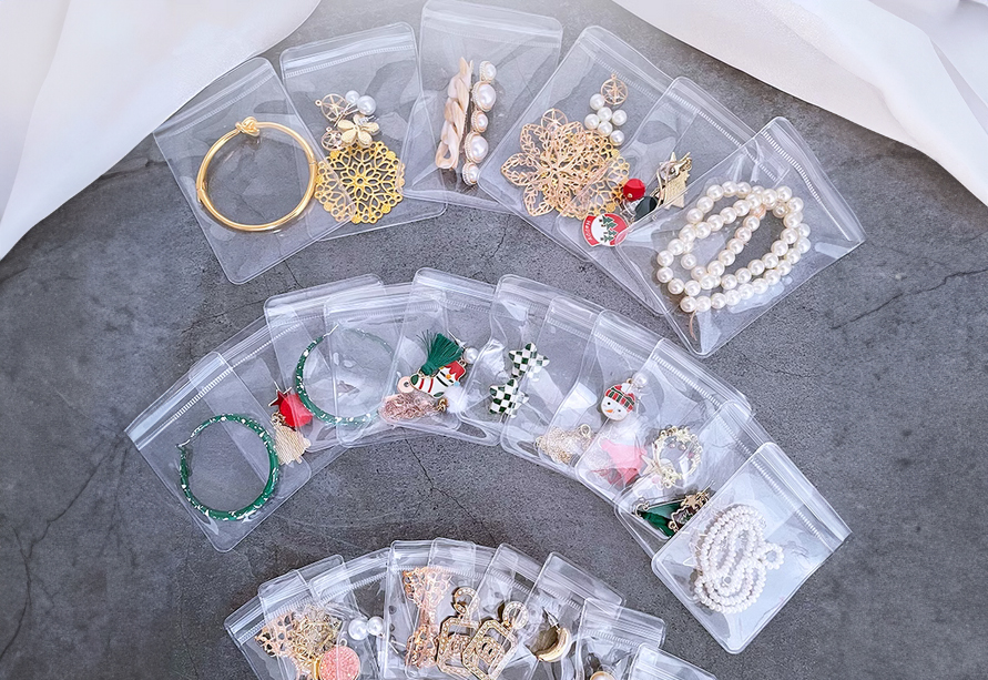 (50 ใบ) ถุงซิป PVC หนา 480 ไมครอน สำหรับ เครื่องประดับ จิวเวอร์รี่ สีใส ไม่ฟ้า