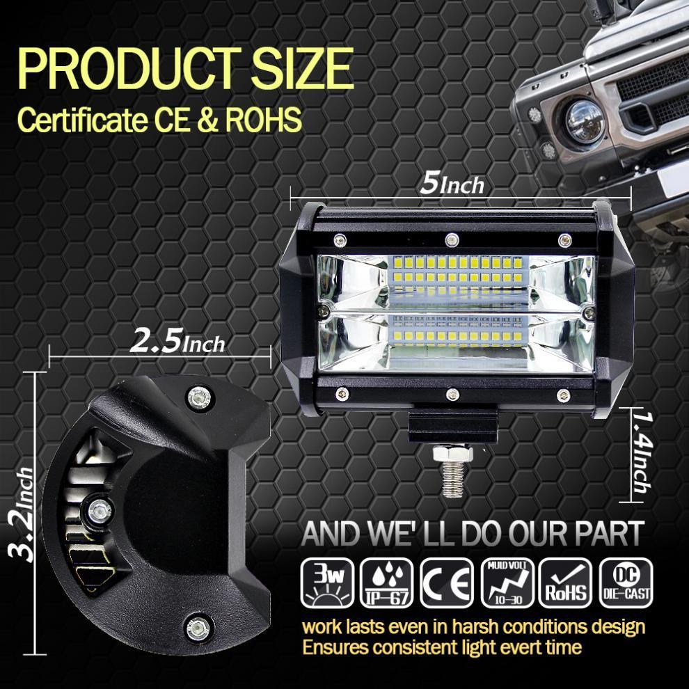 X2 เเพ็คคู่ สุดคุ้ม !! LED LIGHT BAR ไฟสปอร์ตไลท์ ไฟหน้ารถ ไฟท้าย 72W 12V-24V รุ่น COMBO BEAM ทรงเหลี่ยม เเสงขาว งานพรีเมี่ยม จำนวน 2 ชิ้น