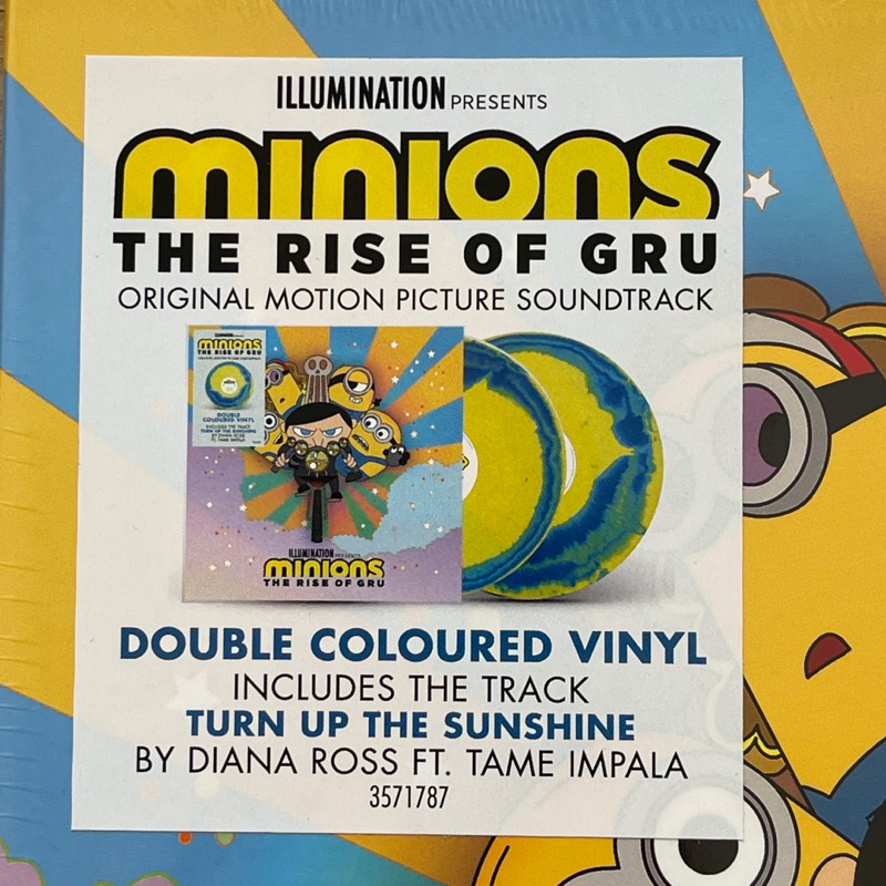 แผ่นเสียง Minions: The Rise Of Gru Limited Edition, Yellow and Blue Swirl มือหนึ่ง ซีล