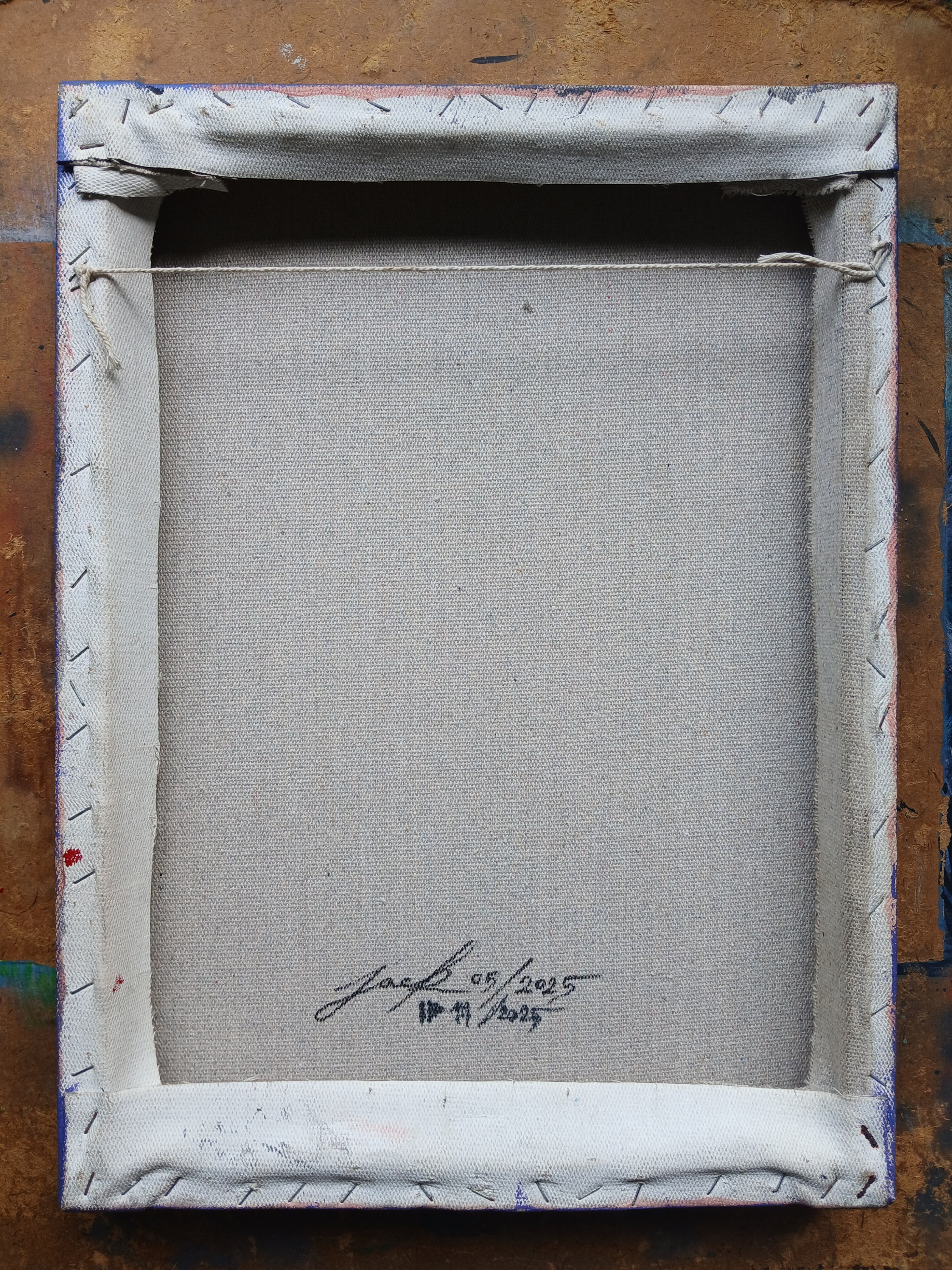 Frida Kahlo ภาพวาดสีอะครีลิค บนเฟรมผ้าใบ แสดงพื้นผิวไม่เรียบบางส่วน ขนาด 30 cm. x 40 cm. ขอบหนา 3 cm. งานเคลือบวานิชแล้วครับ