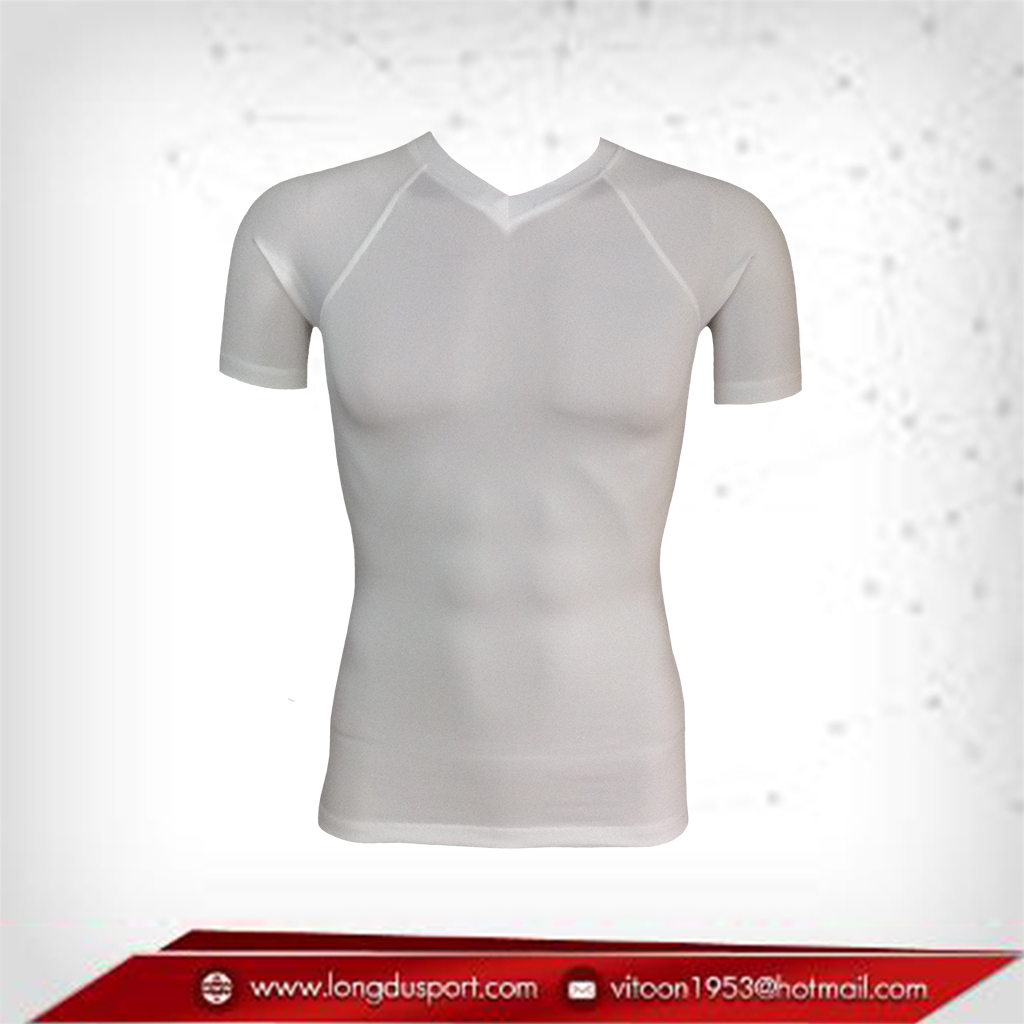 เสื้อรัดกล้ามเนื้อ Bodyfit แขนสั้นคอวี สีขาว มี S M L XL