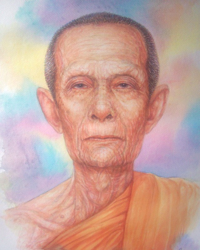 หลวงปู่โต๊ะ วัดประดู่ฉิมพลี กรุงเทพฯ ภาพวาดสีน้ำ บนกระดาษ Canson 320 แกรม ขนาด A3 งานวาดต้นฉบับ ไม่ใช่ภาพพิมพ์หรือโปสเตอร์ครับ