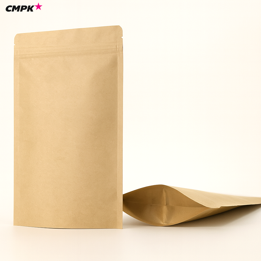 (50ใบ) ถุงคราฟท์ มีซิป สีขาว/น้ำตาล ตั้งได้ ด้านในเป็นฟอยล์กันชื้น ป้องกันอากาศได้ดี