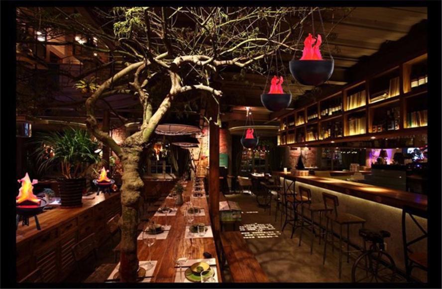 LED Flame Fire Light Effect Simulated Nature Brazier Lamp โคมไฟรูปทรงเปลวไฟ ขนาด 20 CM โคมไฟเปลวไฟ ตกเเต่งร้านค้า ร้านอาหาร มาพร้อมหลอดไฟเเละปลั๊ก ติดตั้งใช้งานได้เลย