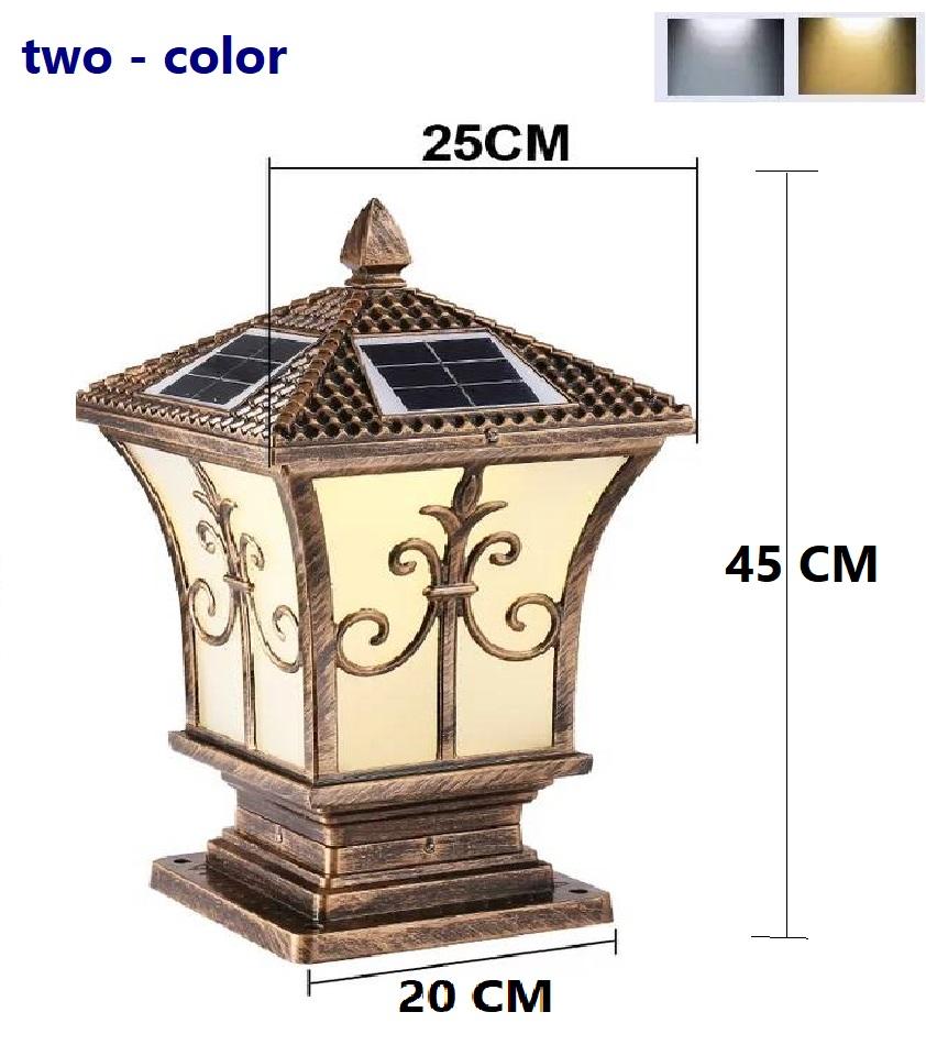 [2 IN1 Solar ] Solar outdoor wall lights ! โคมไฟหัวเสาโซล่าเซลล์ รุ่น 2 เเสง เเสง white เเละ เเสง warmwhite ในโคมเดียว body bronze สไตล์โมเดริ์น หรูหรา ทรงสี่เหลี่ยม วัสดุอะลูมิเนียมทนทา โคมไฟหัวเสา Solar โคมไฟพลังงานเเเสงอาทิตย์