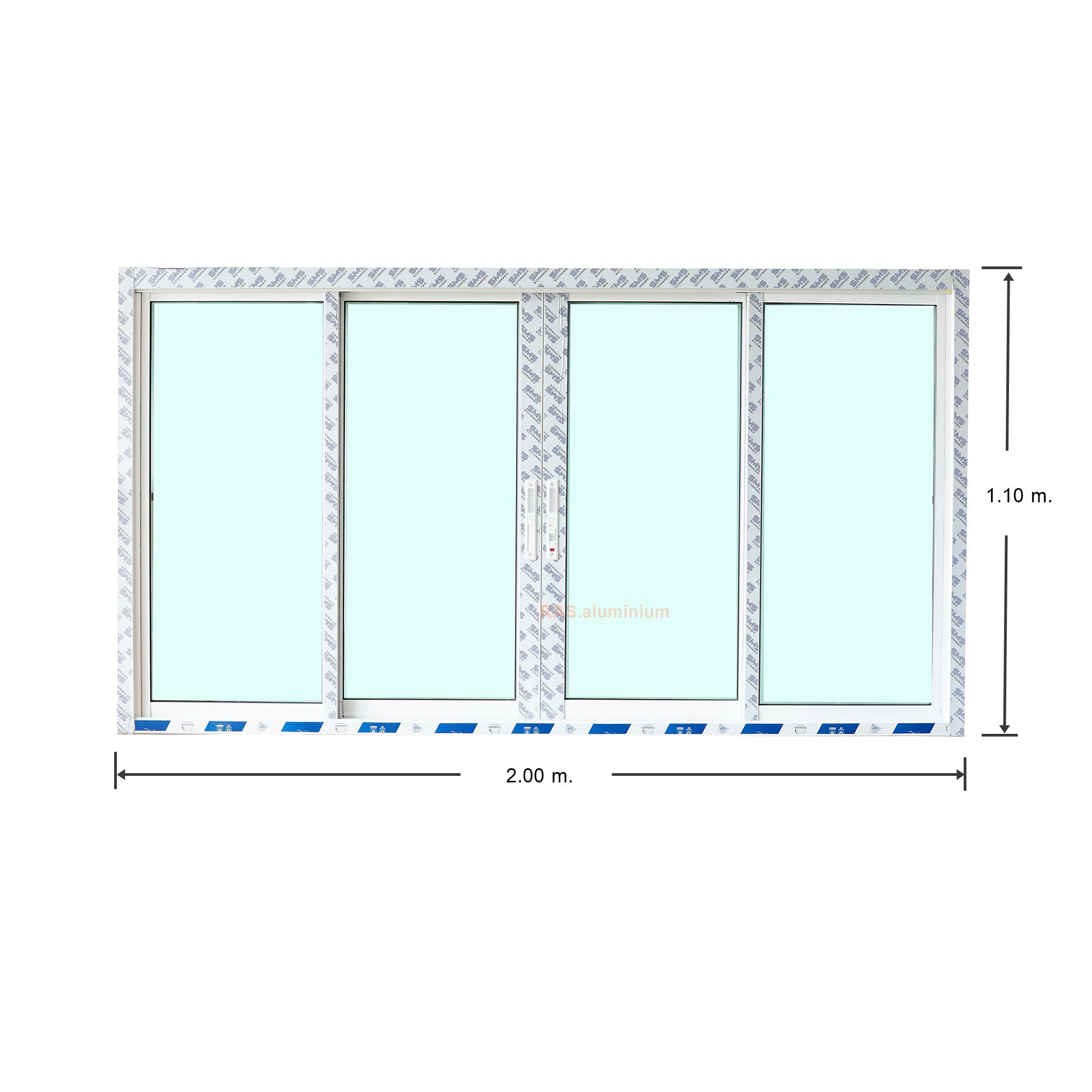 หน้าต่างบานเลื่อน 200 x110 สีอบขาว ชุดสำเร็จ