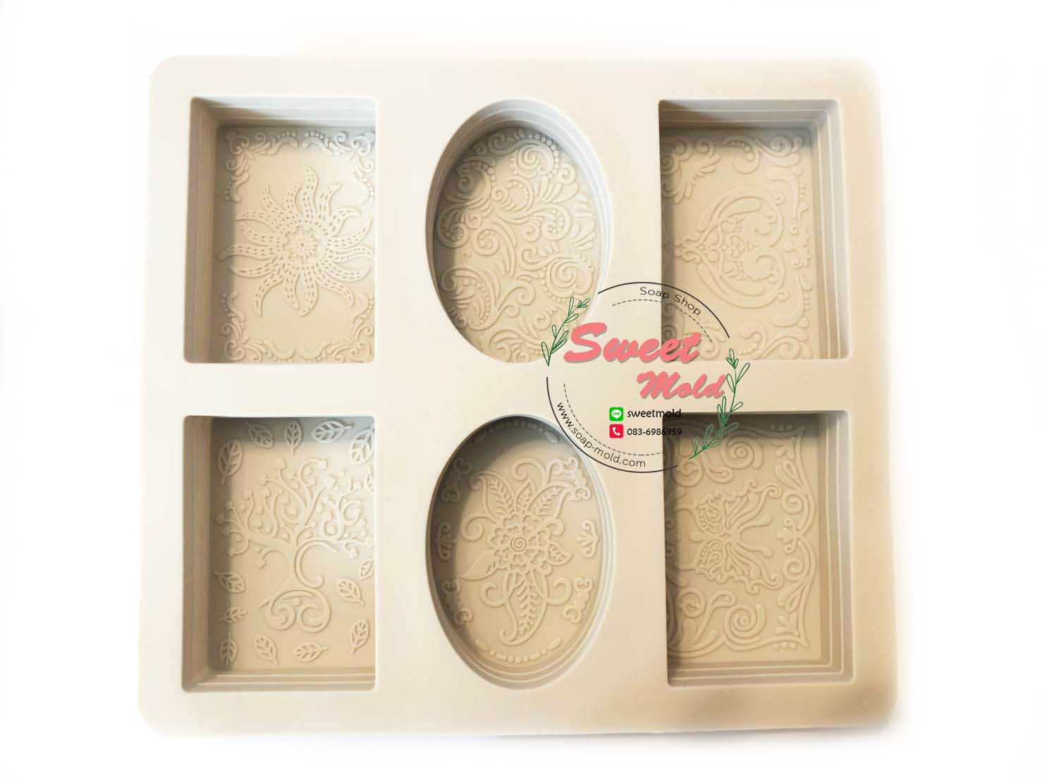 พิมพ์สี่เหลี่ยมผืนผ้า วงรี คละลาย 6 ช่อง รหัสสินค้า: 005668
