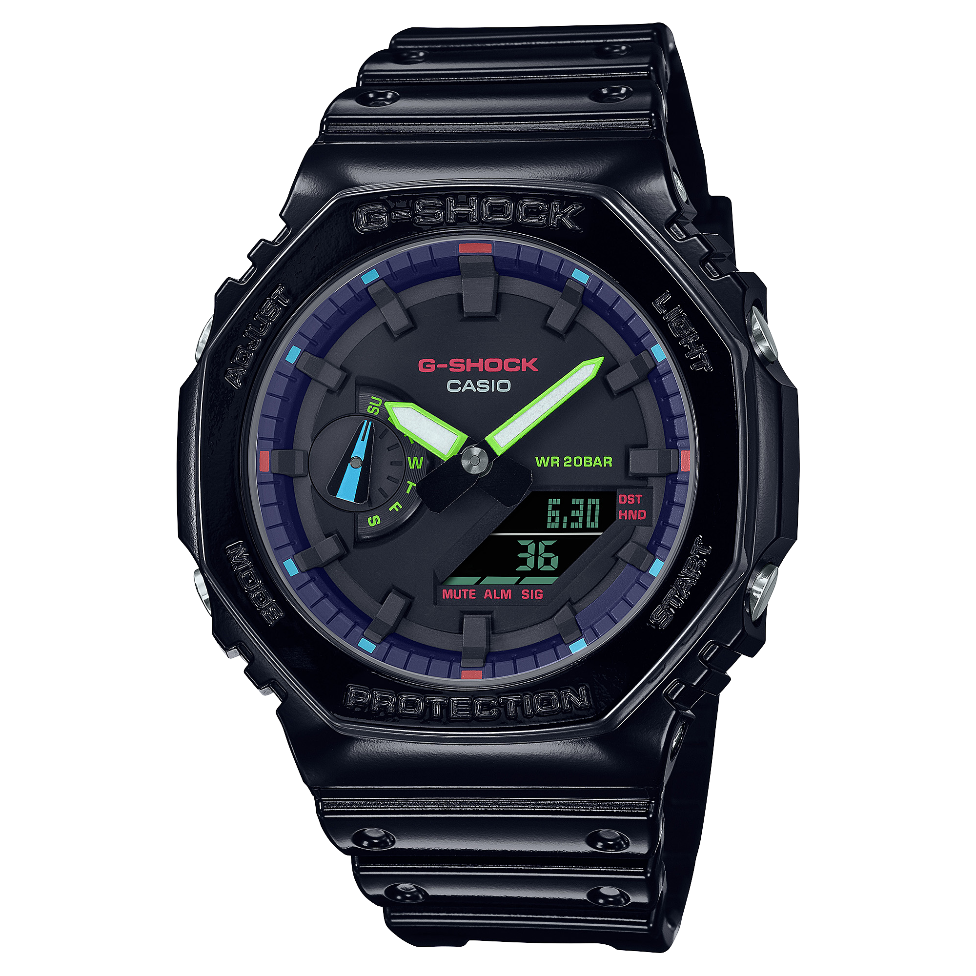 GA-2100RGB-1A | อะนาล็อก-ดิจิตอลมาตรฐาน | ซีรีส์ 2100 | G-SHOCK | นาฬิกา | CASIO