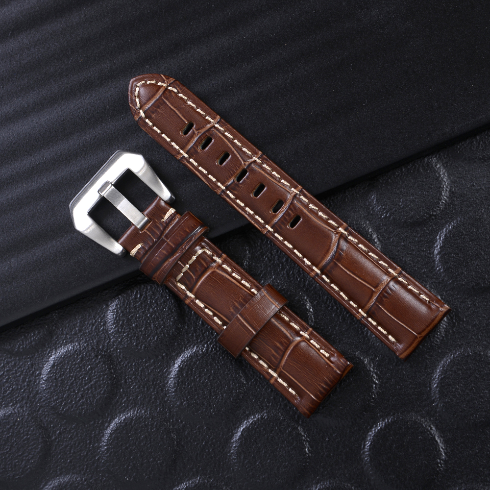 WS-09-10-22-57-60 สายนาฬิกาหนังแท้ GENUINE LEATHER WATCH BAND ขนาด 20 มิล อุปกรณ์เสริมนาฬิกาชายและหญิง ชิ้น 225 กรัม Black-Brown 20 mm