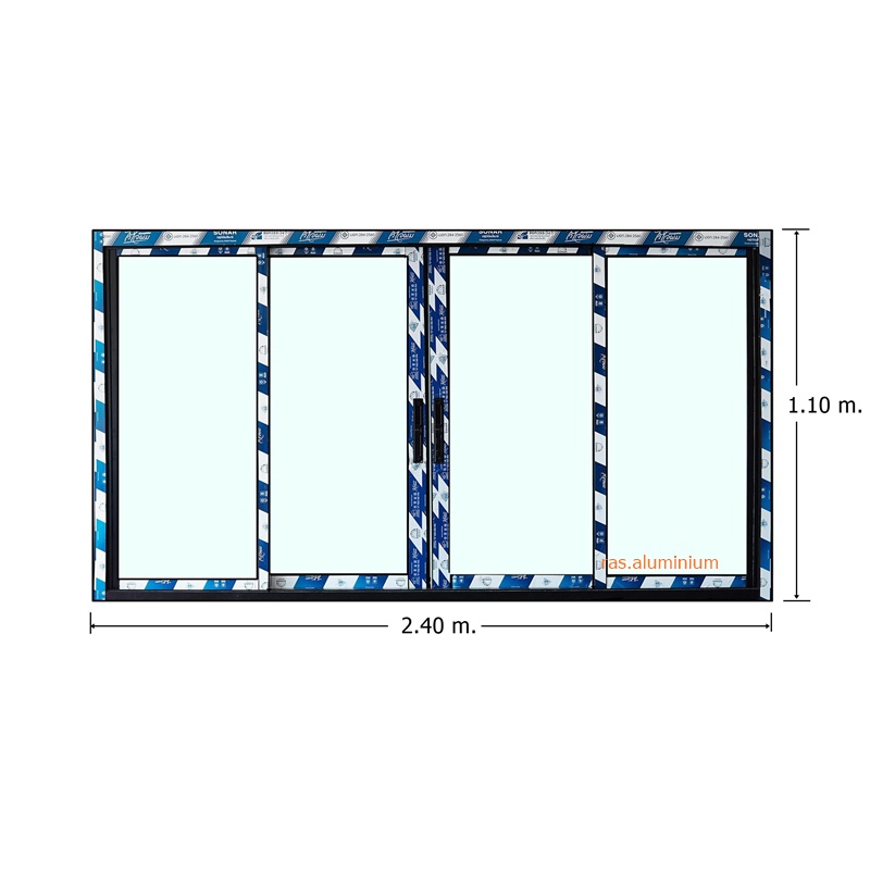 หน้าต่างบานเลื่อน 240 x110 สีดำ ชุดสำเร็จ