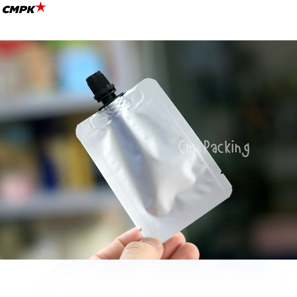 ซองครีมเซเว่นติดจุก ซอง DIY 5-15 mL เนื้ออลูมิเนียมฟอยล์ฝาเกลียว (รุ่นฝาเล็ก 0.82 ซม.) แพค 100 ถุง