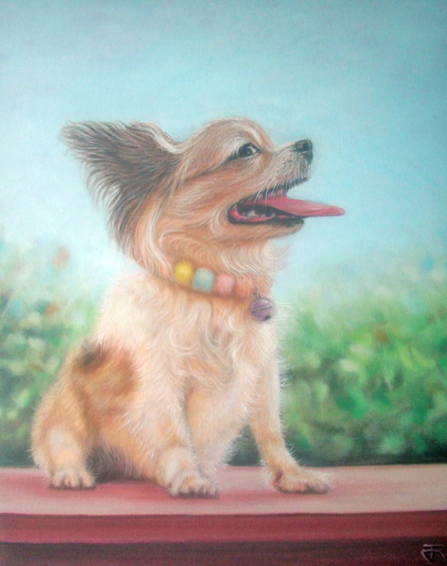 Custom oil painting Pet Portrait ภาพวาดสีน้ำมันบนเฟรมผ้าใบ ขนาด 40 x 50 cm. Art commission