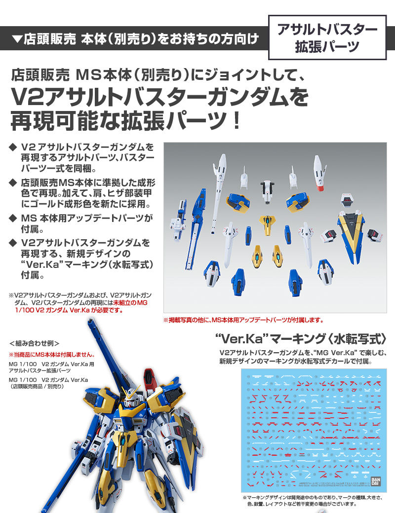 MG 1/100 ASSAULT BUSTER EXTENSION PARTS FOR V2 GUNDAM VER. KA
