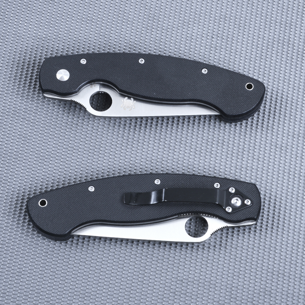SPC#Large Black มีดเดินป่า มีดแคมปิ้ง Spyderco CPM S30V มีดพับ เหล็กใบมีดสแตนเลส 1 350 กรัม Black 24 cm.