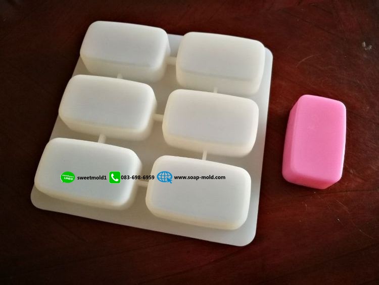 แม่พิมพ์สี่เหลี่ยมผืนผ้าขอบมน 6ช่อง ขนาด100กรัม รหัสสินค้า: 007709