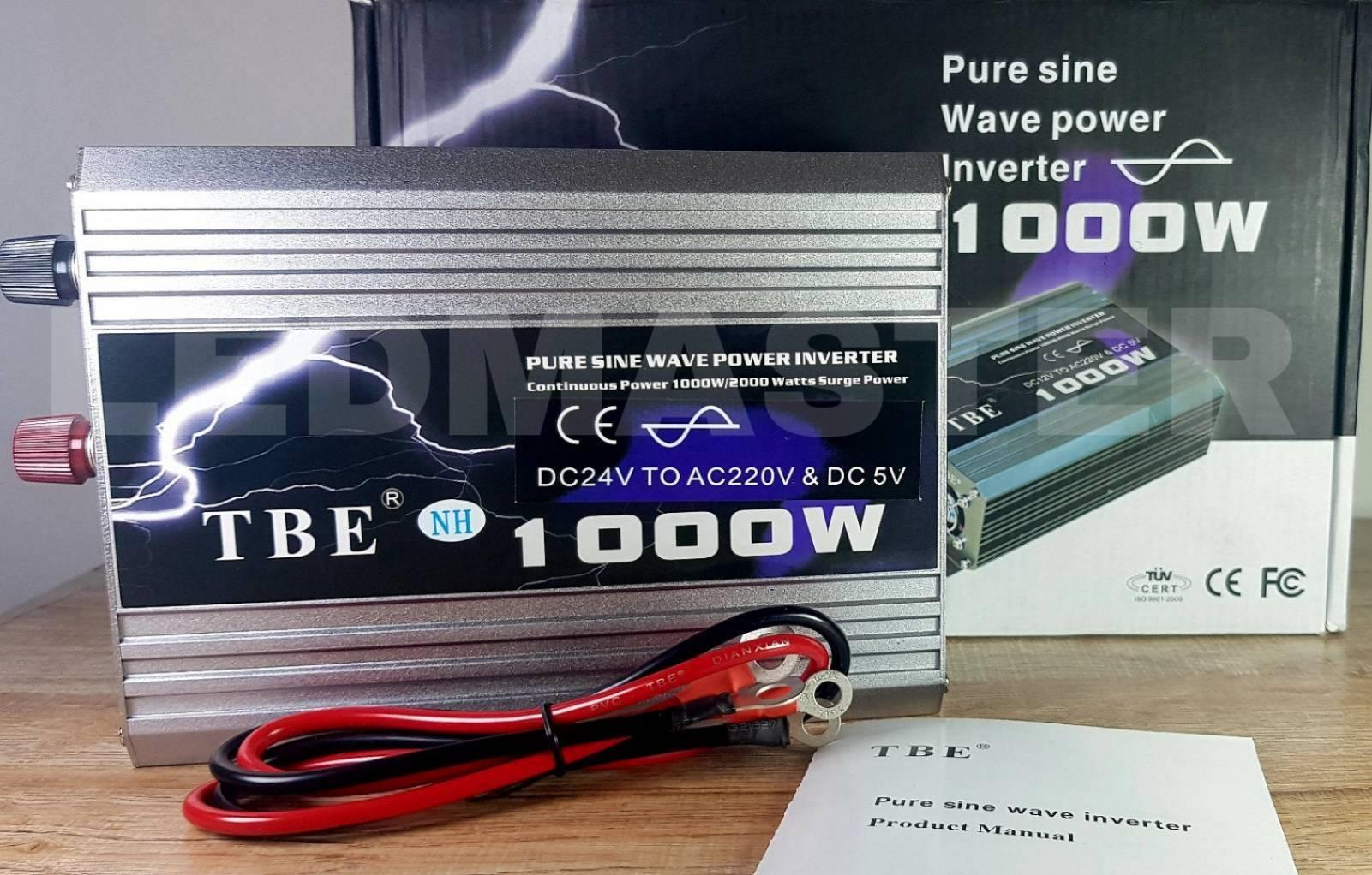 ราคาโรงงาน TBE Inverter อินเวอร์เตอร์ DC 24V TO AC 220V 1000W รุ่น Pure Sine กระเเสไฟบริสุทธิ์ คลื่นไฟนิ่ง เครื่องแปลงไฟรถเป็นไฟบ้าน หม้อแปลงไฟ ตัวแปลงไฟรถ ใช้อุปกรณ์ไฟบ้านได้ในรถ เครื่องเเห่เสียง [ เเท้ 100 % ]