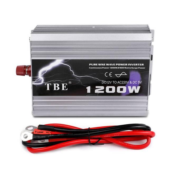 [ แท้ 100% ] TBE inverter pure sine wave 1200W เครื่องแปลงไฟรถเป็นไฟบ้าน คลื่นกระเเสไฟนิ่ง (DC 12V TO AC 220V) อินเวอร์เตอร์หรือหม้อแปลง ใช้สำหรับเเปลงไฟแบตเป็นไฟบ้าน คอมพิวเตอร์ เครื่องใช้ไฟฟ้าในบ้าน ชุดแห่เครื่องเสียง จำนวน 1 ชิ้น