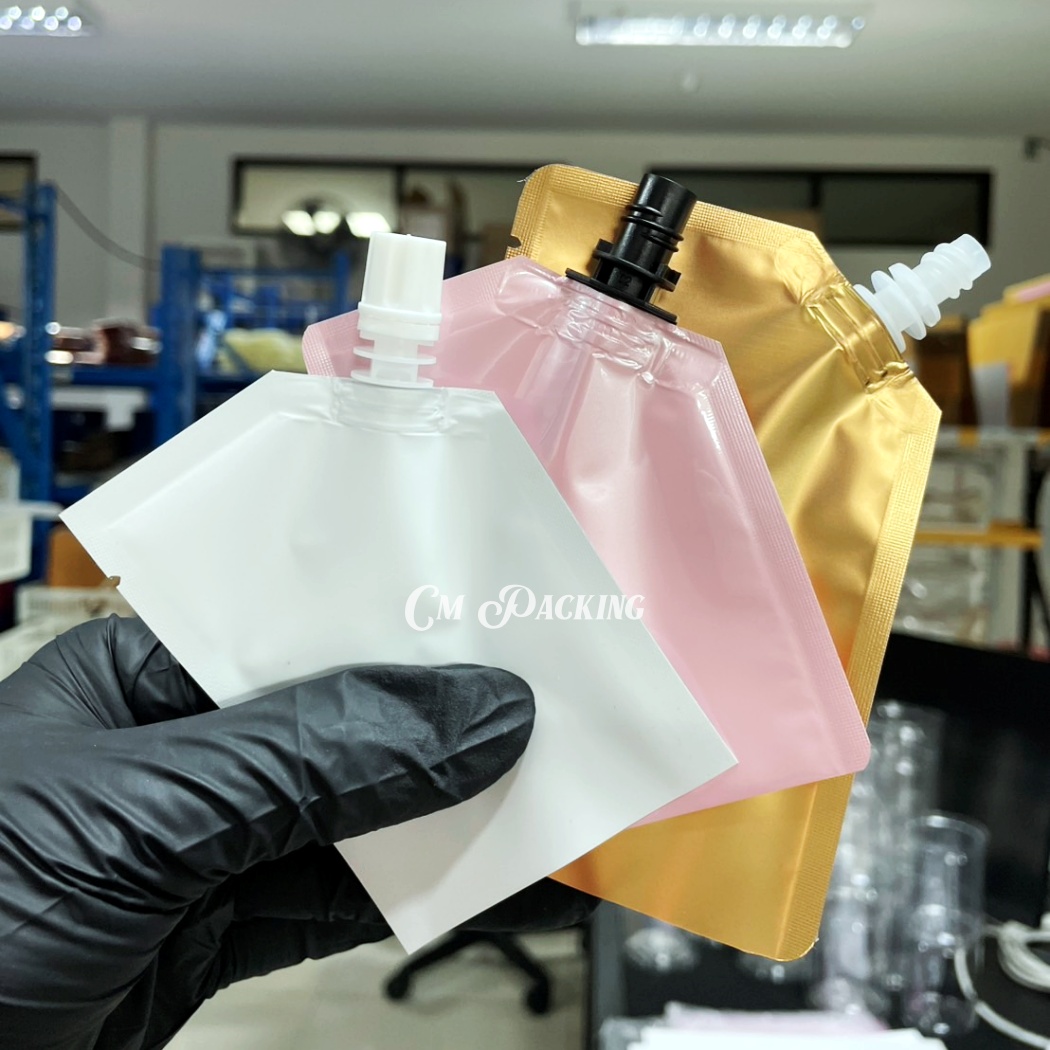 ซองซีลติดจุก ซองแบ่งครีม บรรจุทางก้นถุง (100ใบ) มีจุกให้เลือกหลายแบบ ราคาประหยัด