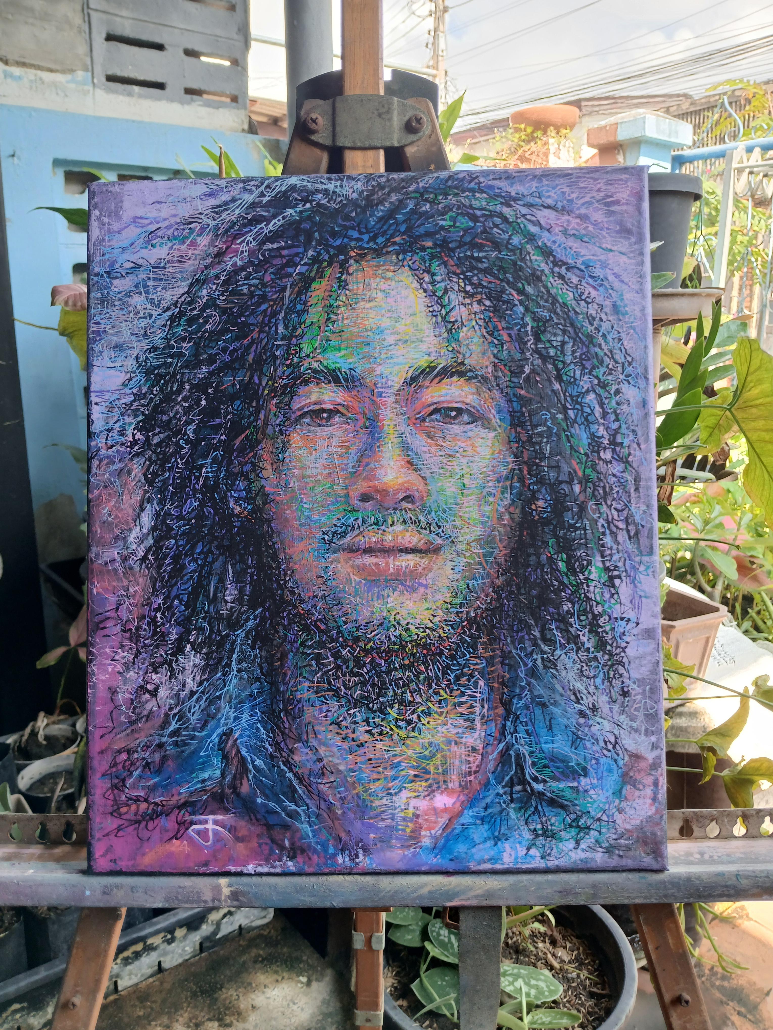 Dreadlocks Art painting acrylic on canvas สีอะครีลิคบนเฟรมผ้าใบ ขนาด 24 cm. x 29.5 cm.(ประมาณ a4)